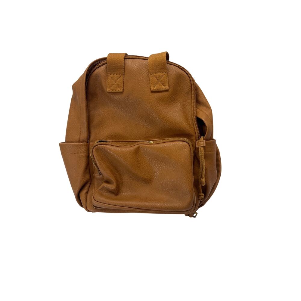 Universal Thread Women’s Cognac Brown Faux Leather Backpack Zip Pocket Bag